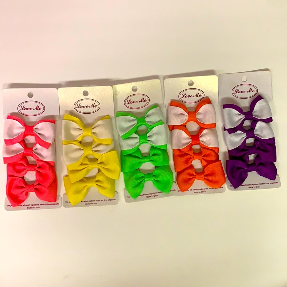 Colorful Grosgrain Bow Clip Set